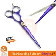 Professional Barber Purple Color Scissors Hairdressing Trimming Shears 6"