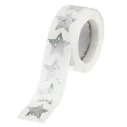 1 Inch Star Stickers Roll, 1 Roll/500 Pcs Flash Stars Labels Silver