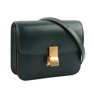 【CELINE】Classic Box 金釦牛皮側背包(亞馬遜綠)/ 平行輸入