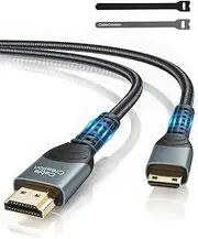 Mini HDMI to HDMI Cable 3.3FT, High Speed 4Kx2K HDMI to Mini 4K HDMI Cable & Cable Tie, Compatible with Camera,Graphics/Video Card Camcorder,Laptop,HDTV, Raspberry Pi Zero W
