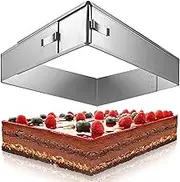 4smile Rectangular Adjustable Baking Frame - Stainless Steel Rectangular Baking Mould - Dimensionally Stable Cake Mould Square for Baking and Cake Preparation