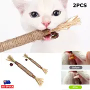 2Pcs Cat Toys Silvervine Chew Stick Pet Snacks Sticks Natural Stuff with Catnip