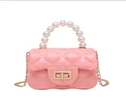 B05 Pink Outdoor Imitation Pearl Jelly Bag Shoulder Handbags Diagonal Bag Women