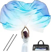 Jetec 2 Set 55" Praise Dance Worship Flags with Flexibility Scalable Rod Storage Bag Semicircle Worship Angel Wing Flag for Church Dance Banner