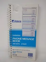 VTG 1993 Adams Phone Message Book, 2-Part Carbonless SC1154 New