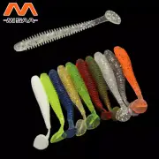 Screw Soft Worm T Tail Soft Bait Jig Wobblers Fishing Lure Double Color Silicone