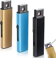 Pack of 3 Windproof Lighter, Electronic Lighter, USB Arc, Double-Sided Stick Lighter, Ignition, USB Rechargeable for Kitchen, Barbecue, Camping