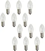10W Light Bulb Incandescent Tungsten Salt Rock Lamp Bulb - E14 Small Screw Incandescent Lamps Night Light, Clear Candle Warm Yellow Light C7 Tungsten Bulbs, 220-240V 12Pcs