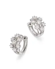 Bloomingdale's Fine Collection Diamond Cluster Hoop Earrings in 14K White Gold, 1.00 tcw