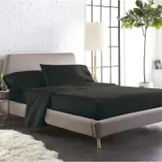 Luxor Single Black Color 1000TC 100% Cotton Fittd Sheet Flat Sheet Pillowcase Set