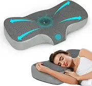 Dreamz Cervical Neck Pillow for Neck Pain Relief, 2 in 1 Ergonomic Orthopedic Bed Pillow for Sleeping, Memory Foam Pillows for Side, Back & Stomach Sleepers with Removable Pillowcase (Gray)