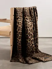 [Dolce & Gabbana] Dolce & Gabbana - Leopard-print Wool And Silk-blend Blanket - Brown - One size One size Brown