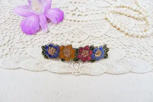 80s Sweet Vintage Cloisonné Enamel colorful floral hair clips hair accessories