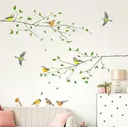 DECOWALL SG-2111 Bird on Tree Branch Wall Stickers Wall Decals Peel and Stick Removable Wall Stickers for Kids Nursery Bedroom Living Room