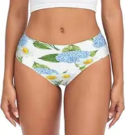 [RPLIFE] Blue Hydrangeas White Womens Breifs Underware, Comfort Flex Briefs, Spandex Briefs Women, Ladies Xl Underwear, Blue Hydrangeas White, X-Large