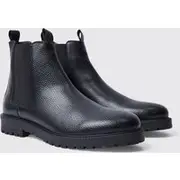 Mens Black Faux Leather Chelsea Boots