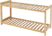Casa Decor 2-Tier Bamboo Shoe Stool - Stylish Storage, Compact Design, Durable Bamboo, Multipurpose Use, Space-Saving, Oak Finish