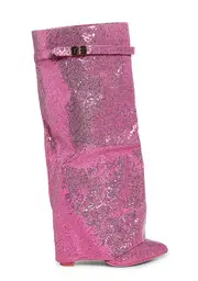 [Public Desire] Echo Fold Over Glitter Boots - Pink