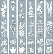 24Pcs Flower and Plant Painting Template, DIY Flower Plant Stencils Reusable PET Flower Stencil Art Drawing Templates Hollow Drawing Template for Scrapbooking Drawing Craft