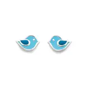 Sterling Silver Enamel Bluebird Earrings