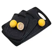 3PCS Plastic Cutting Boards Chopping Boards Set With Non-Slip Feet For Kitchen-Black
