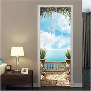 Door Stickers Landscape Door Stickers 3D Removable Self Adhesive Sticker Natural Scenery Wallpaper PVC for Home Doors Decor(H,77x200cm)