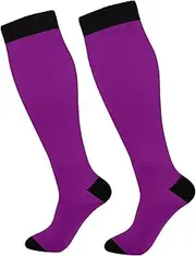 [Caihoyu] Purple Solid Color Pure Plain Women's Compression Socks Cute Circulation Long Socks Mens Casual Socks Tube Socks for Children Gardening Work, Multi