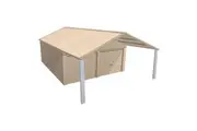 Stratco Domestic Gable Roof Shed Double Garaport 5.45 x 12.3 x 2.4m Gable End Roller Doo Merino