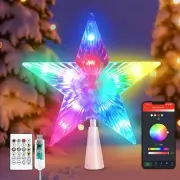 Christmas Tree Topper Star 7.6'', RGB w/Remote & APP DIY Color Changing USB P...