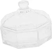 BESTOYARD Glass Candy Jar Lid with Snack Compartment Decorative Platter for Home