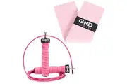 GND Skipping Rope & Fabric Resistance Band // Pack - Silver Samuri / 38cm Pink