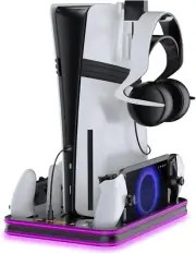 PS5 Pro/Slim/PS5 Stand and Cooling Station with RGB Lighting Controller Charging