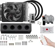 Universal 4 Holes 2 Holes Auto Electric Air Conditioning Compressor 12V 24V for Car Van Street Rod Hot Classic A/C Conditioner(12V 2Holes No Remote)