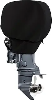 STEECA Waterproof Outboard Motor Cover 600D Fade Resistant Boat Engine Hood Cowling Cover Fits Motor 225-300 HP, Black