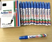 12 x Artline 90 Permanent Marker Chisel Tip 2-5mm Sealed Blue Xylene Free AU