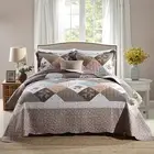 King Quilt Bedspread Coverlet Set Reversible Soft Microfiber Patchwork Bedding