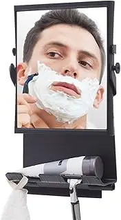 Cozioz Water-Resistant Shower Fogless Mirror for Men - Double-Sided Magnification, Suction Cup Installation, Bathroom and Vanity Essential, Plastic, No-Drill Solution