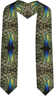 [SKKNT] Peacock Feather Print Graduation Shawl Stole For Academic Commencements Honor Sash Congratulations Gift