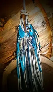 Deerskin Medicine Pouch W/Hair-on & Beadwork Fringed Crystal Bag handmade USA