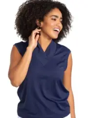 NEW Kinona Light & Lovely Sleeveless Golf Top XS Navy Blue lightweight Relaxed