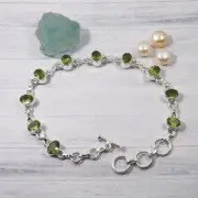 Trending Peridot Gemstone 925 Sterling Silver Handmade Silver Bracelet Jewelry