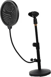 DRESSOOS 1 Set Adjustable Desktop Microphone Stand with Filter Sturdy Mic Holder for Home Recording Podcasting and Live Broadcasting Telescopic Design for Comfort and Stability