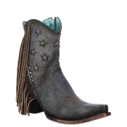 Corral Ladies Denim Inlay Star Studded Fringe Booties A4675