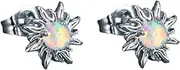 [Izpack] Tiny Opal Sun Cartilage Stud Earrings Sterling Silver Plated Sunflower Ear Piercing Sleeper Earring Studs Lovely Jewelry Gifts for Women Girls Sensitive Ears