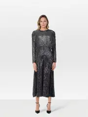 Navy Sequinned Maxi Dress