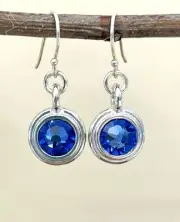 Sapphire-Blue Crystal Sterling Silver Earrings Sundance Treasures Jewelry