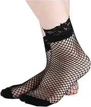 [Generic] XYZOOM Women 10 Pairs Trendy Fishnet Ankle High Lace Middle Net Short Socks Black(d76da 2f145 fa54c ef9ce 25078 8a44d