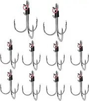 10 Pack Steel Triple Catfish Hooks Fishing Accessories for Freshwater Trout Perch River Lake Coastal Fishing Trolling Day Night