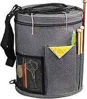 Yarn Organizer Tote Bag, Portable Storage Bag for Yarns, Large Capacity Crochet Bag, Travel Yarn Bag, Sewing Embroidery Tool Storage Crochet Yarn Drum Bag, with Shoulder Strap Yarn Bags (Grey)