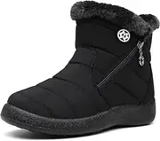 [Hsyooes] Winter Boots Women's Waterproof Winter Shoes Warm Ankle Boots Winter Snow Depth Lined Short Shaft Boots Non-Slip Slip-On Boots Flat